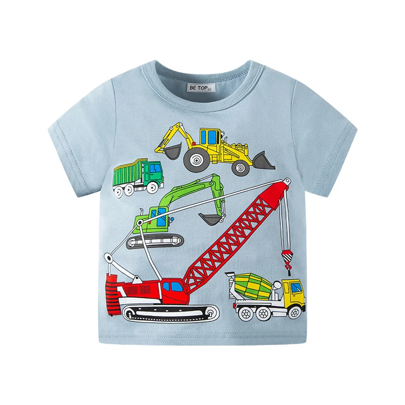 Baby Boys Short,Half Sleeve T-shirts Summer Kid Cartoon Excavator Tshirt Children's Cotton Tops,Tees