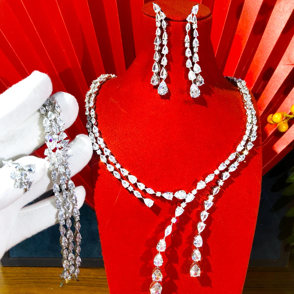 GODKI Роскошные геометрические 4 шт. ОАЭ набор украшений для женщин Свадебная