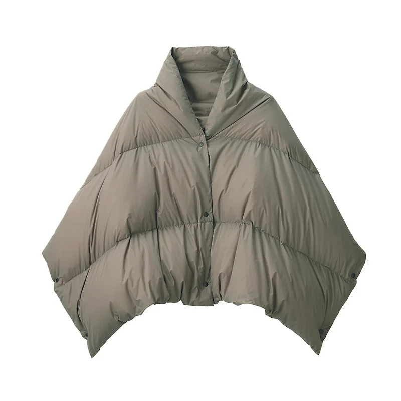 Winter Women Windproof Waterproof Loose White Duck Down Coat Jacket Luxury Ladies Autumn V-neck Cardigan Capes and Ponchos