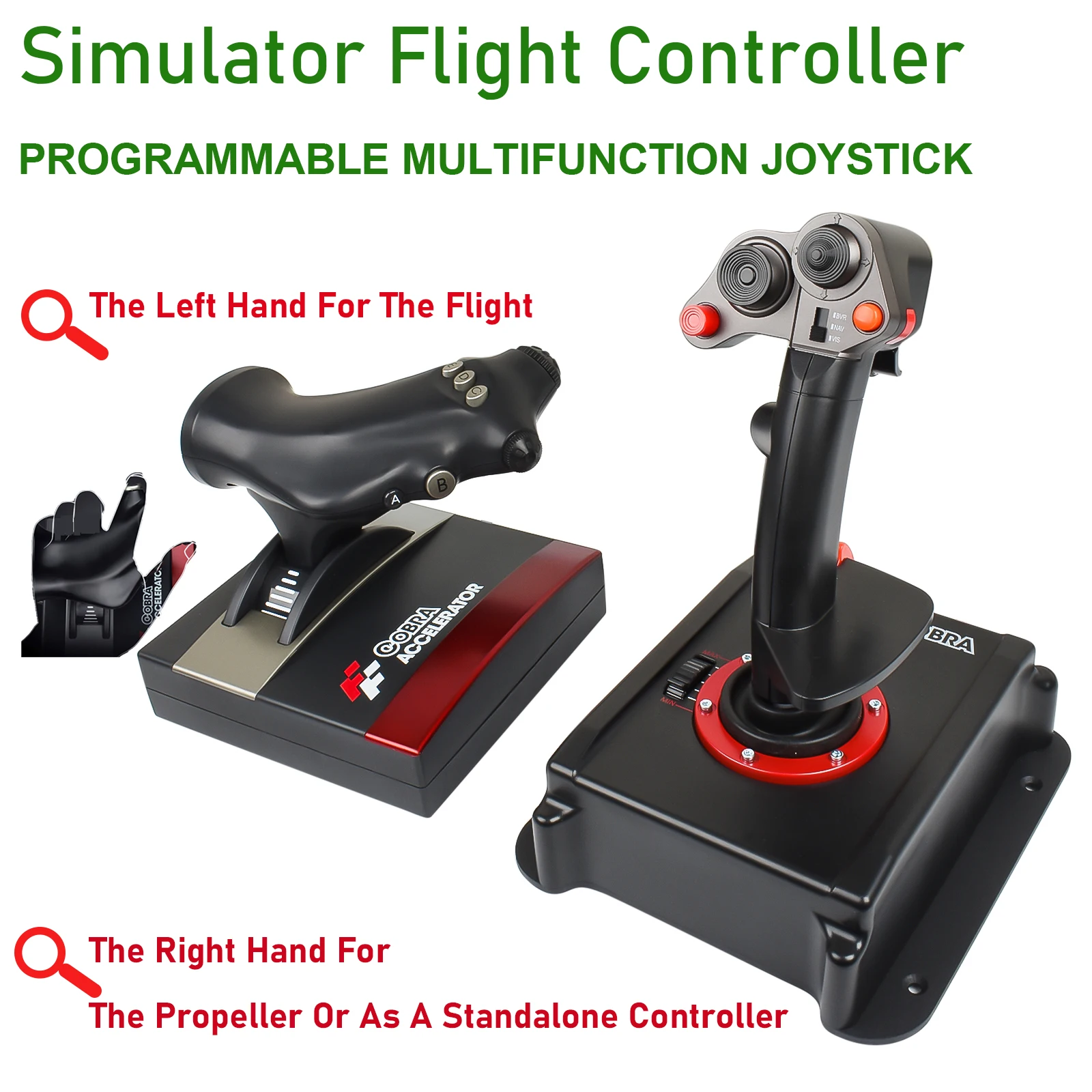 

Simulator Flight Controller For PC Windows XP/7/8/10 The Left Hand For the Flight and Right Hand For the Propeller Or As A Stand