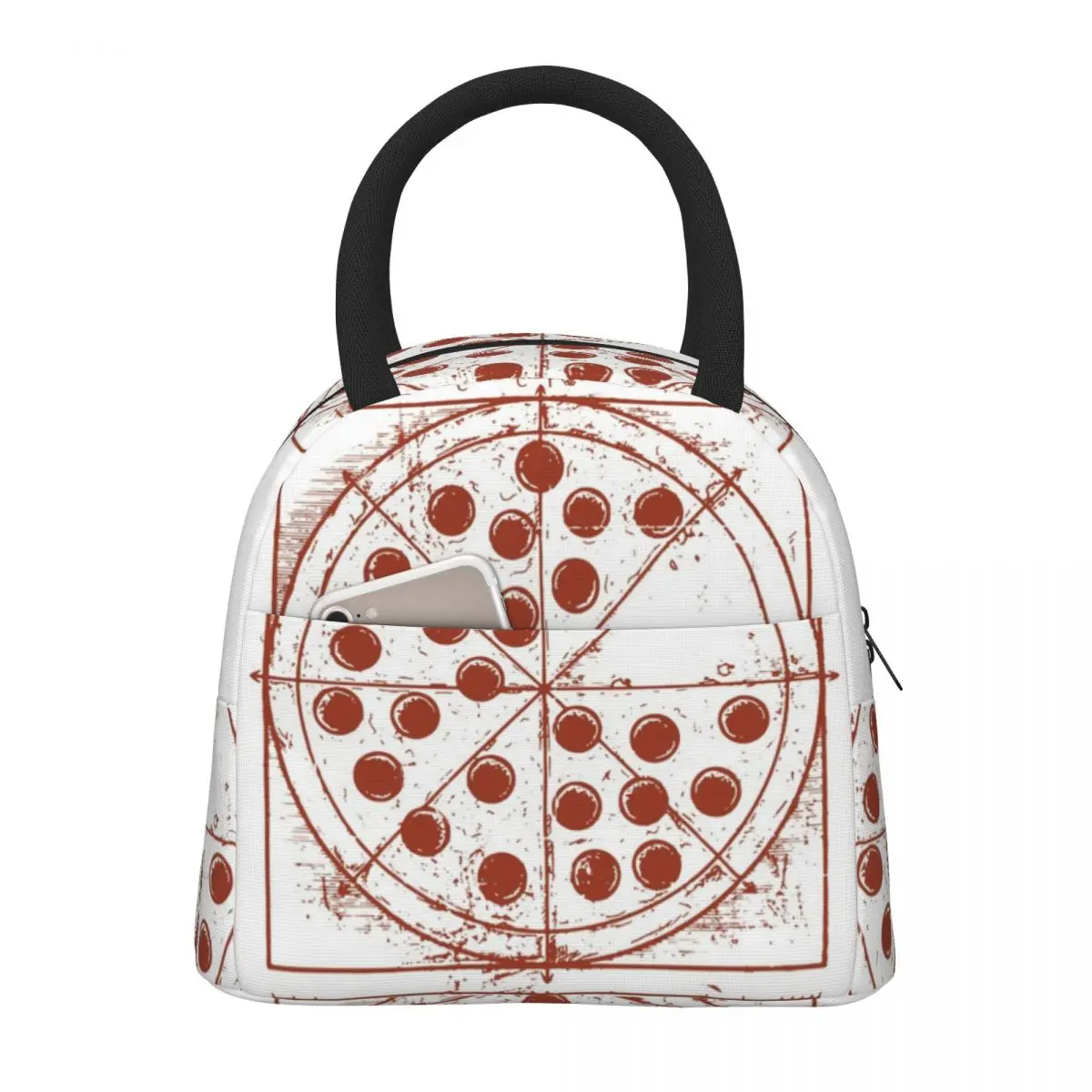 

Vitruvian Pizza Lunch Bag Tom Holland Print Lunch Box Casual Picnic Cooler Bag Portable Zipper Waterproof Thermal Lunch Bags