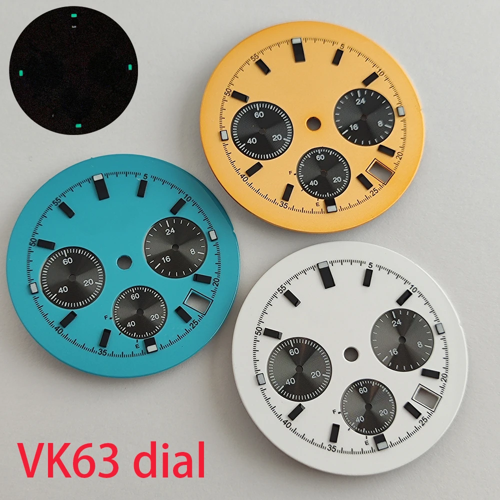 

32,5 мм VK63 циферблат панда циферблат светящийся циферблат подходит для 39 мм чехол кварцевые часы VK63 механизм часы Сменные аксессуары