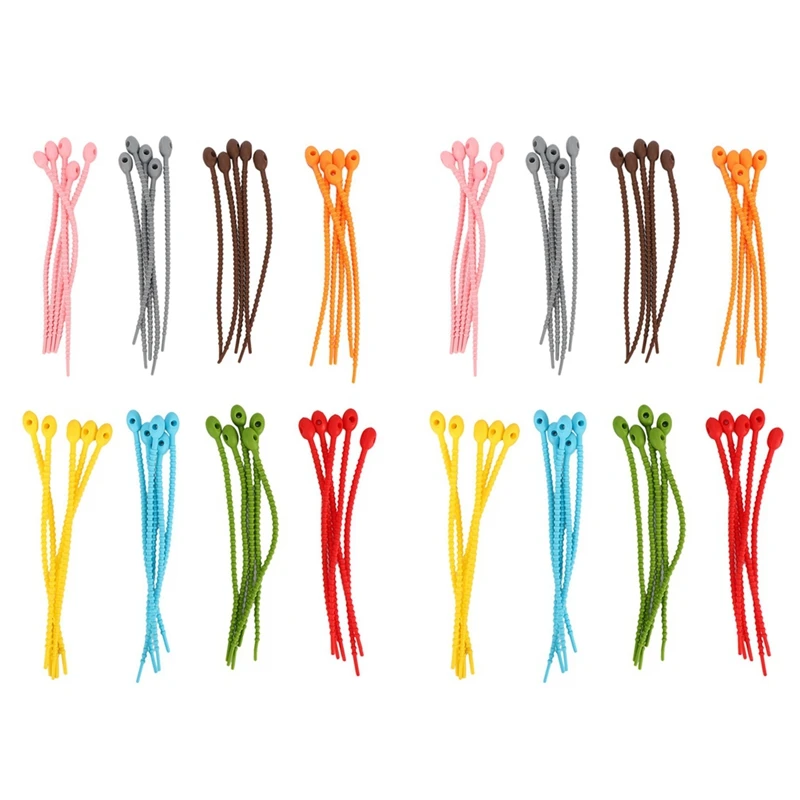 

New 80Pcs Colorful Silicone Ties Bag Clip,Cable Straps, Bread Tie, Reusable Rubber Twist Tie, All-Purpose Silicone Ties