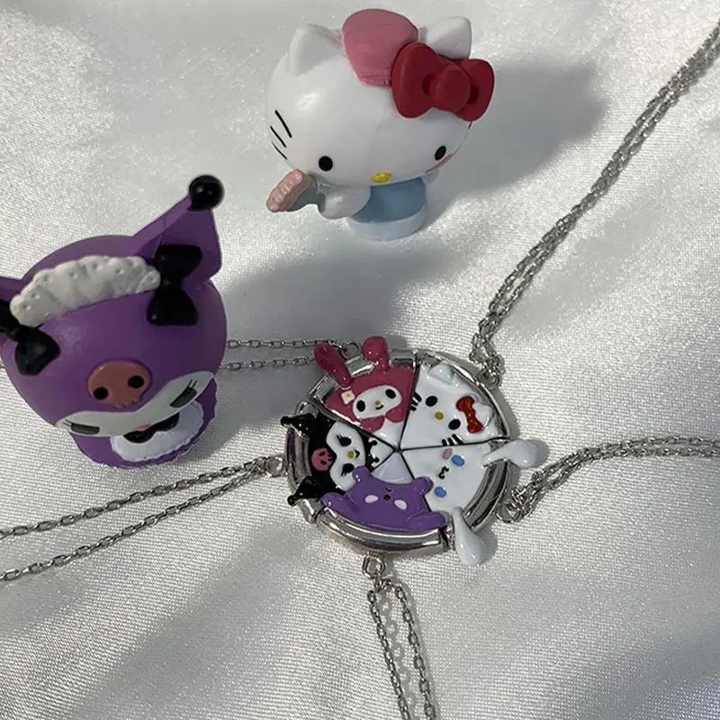 

Kawaii Sanrioed Anime series Kuromi mymelody Cinnamoroll cute fashion Magnetic Niche Design Collarbone Chain Best Friend Gift