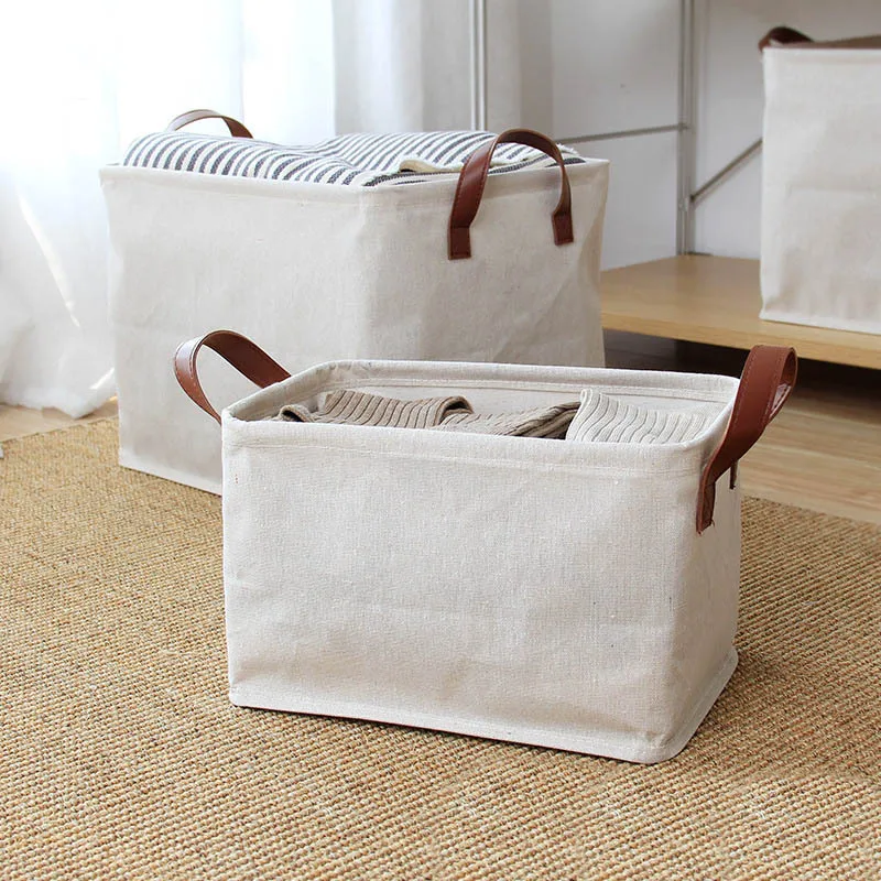 

Большая складная корзина для белья в спальню с ручкой, из хлопка и льна, органайзер для различных игрушек и одежды, Портативная сумка для хра...
