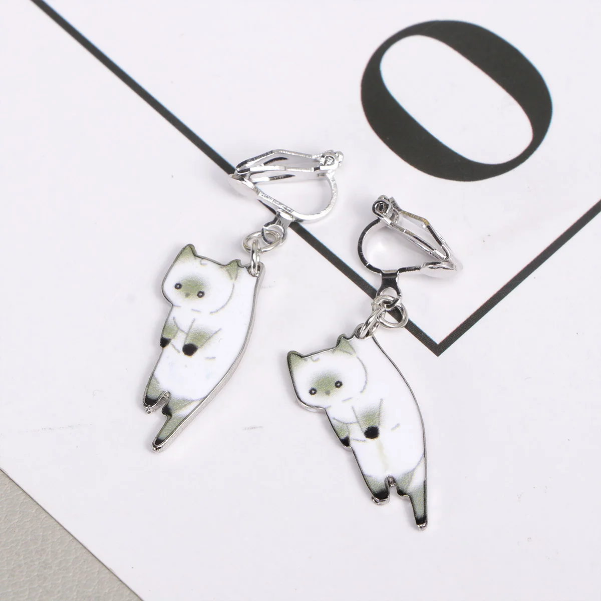 Зажимы для сережек серьги с кошачьим узором капли масла креативный жемчуг женщин