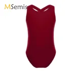 Гимнастическое балетное трико для девочек, балетное трико без рукавов, Детский комбинезон для балета с кружевной спинкой, танцевальная одежда для балерины