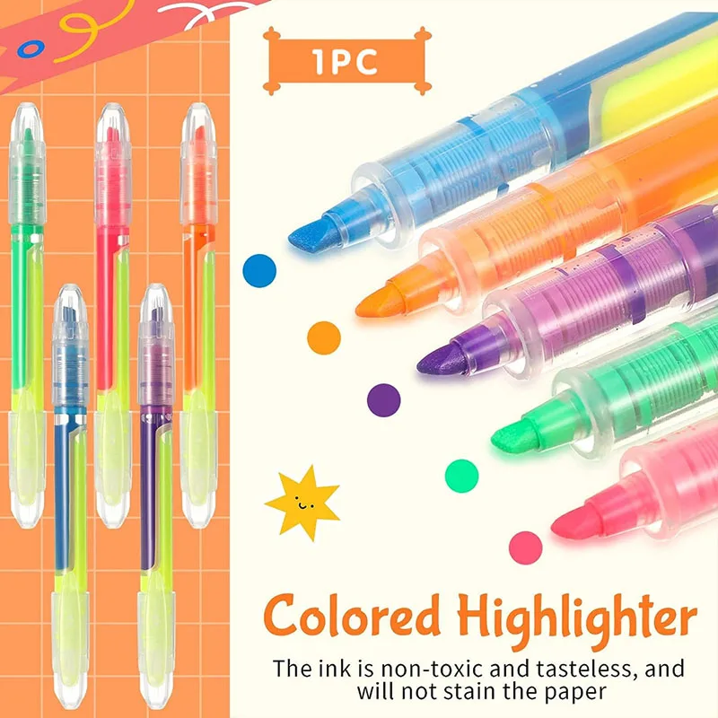 

Double-headed Highlighter Color Straight Liquid Marker Pen Hand Account This Student Stationery