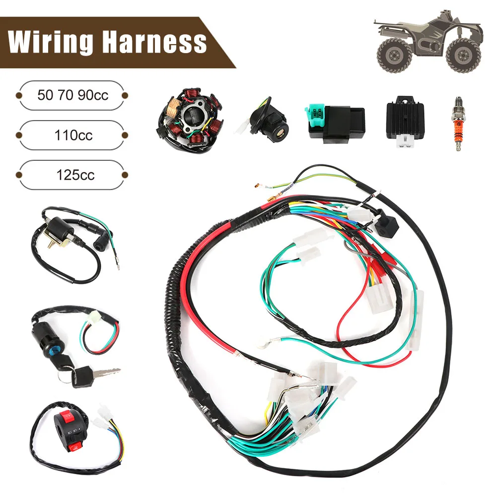 

Жгут проводов Quad Wire 5-контактный комплект CDI для 50cc 70cc 90cc 110cc 125cc китайский Магнитный стартер маховик статор ATV жгут проводов