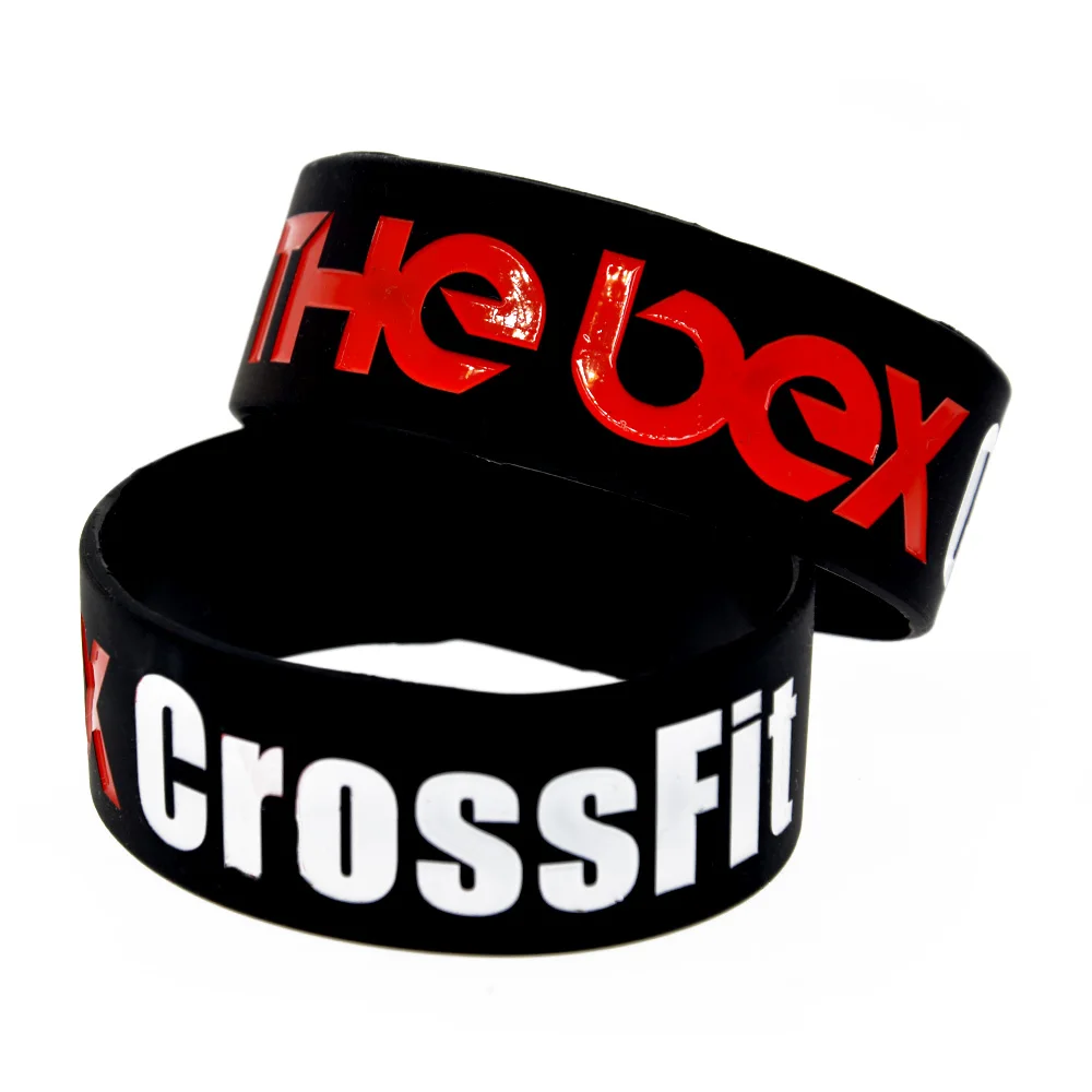 Crossfit Silicone Bracelet 1 Inch Wide Sport Gift Bangle Black