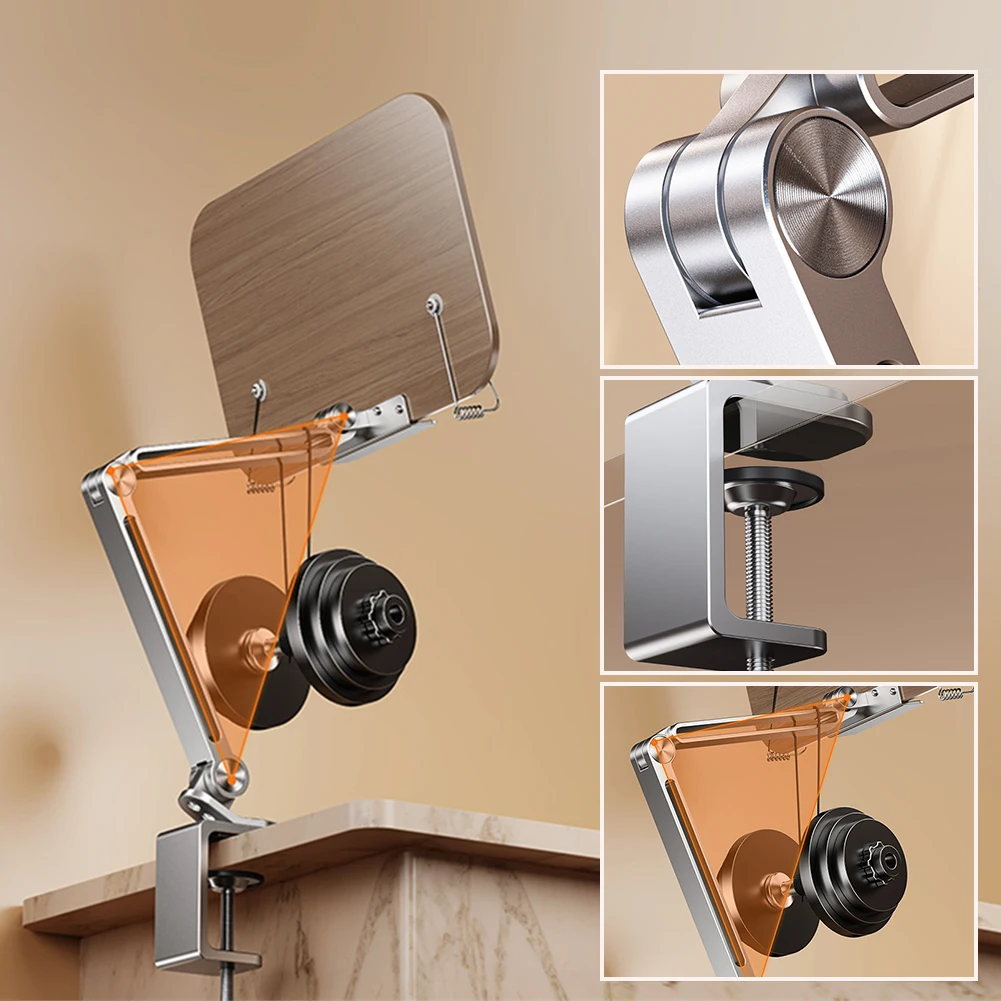 Подставка для книг чтения Складной держатель 360° ° кулинарной книги с