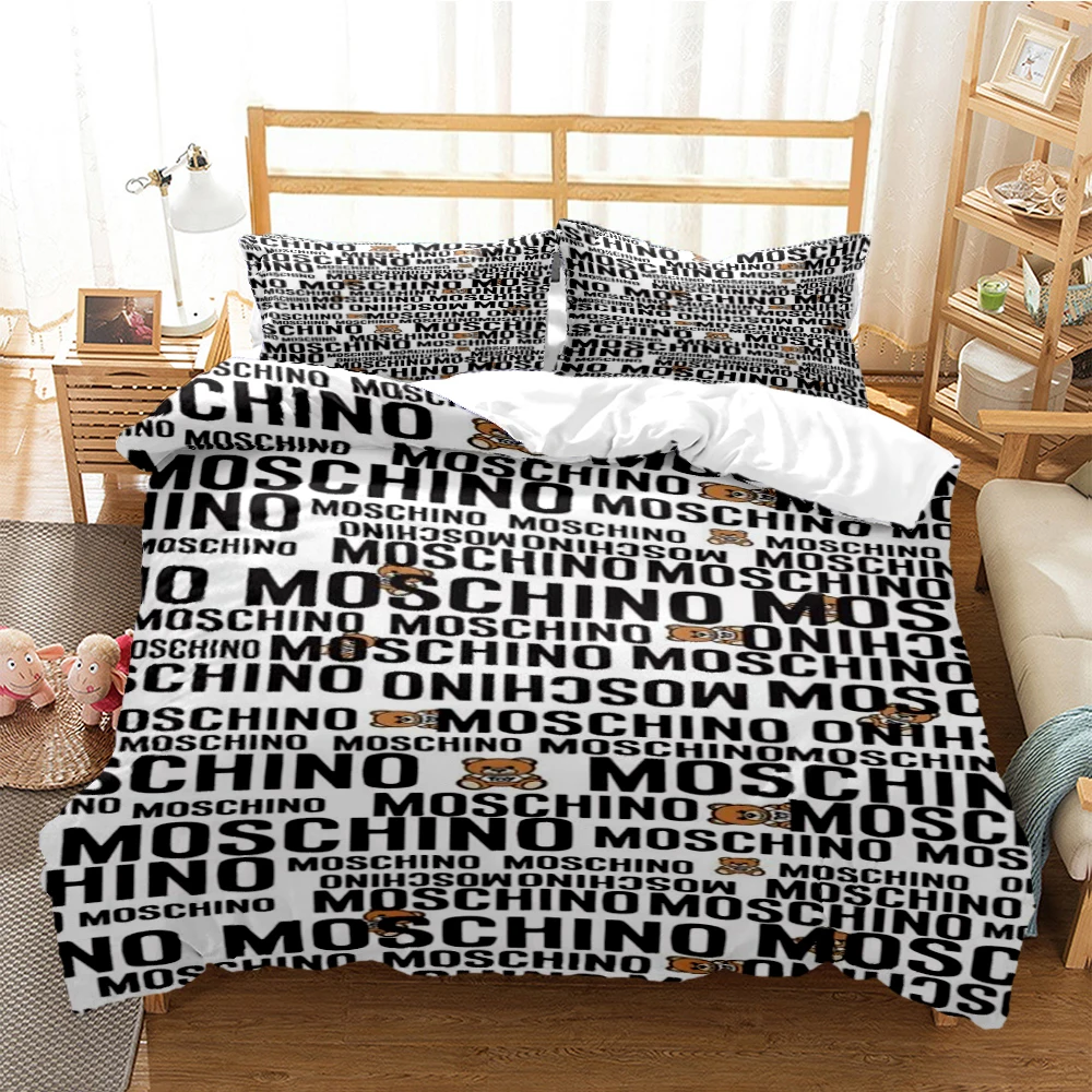 

Fashion M-Moschino Logo Bedding Set 3D Printing Home Decoration Boy Girl King Size Bedding Set Quilt Cover Pillowcas