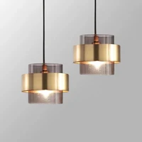 modern glass hanging lamp restaurant coffee bar suspension lighting fixture gold wrought iron glass shade creative pendant light