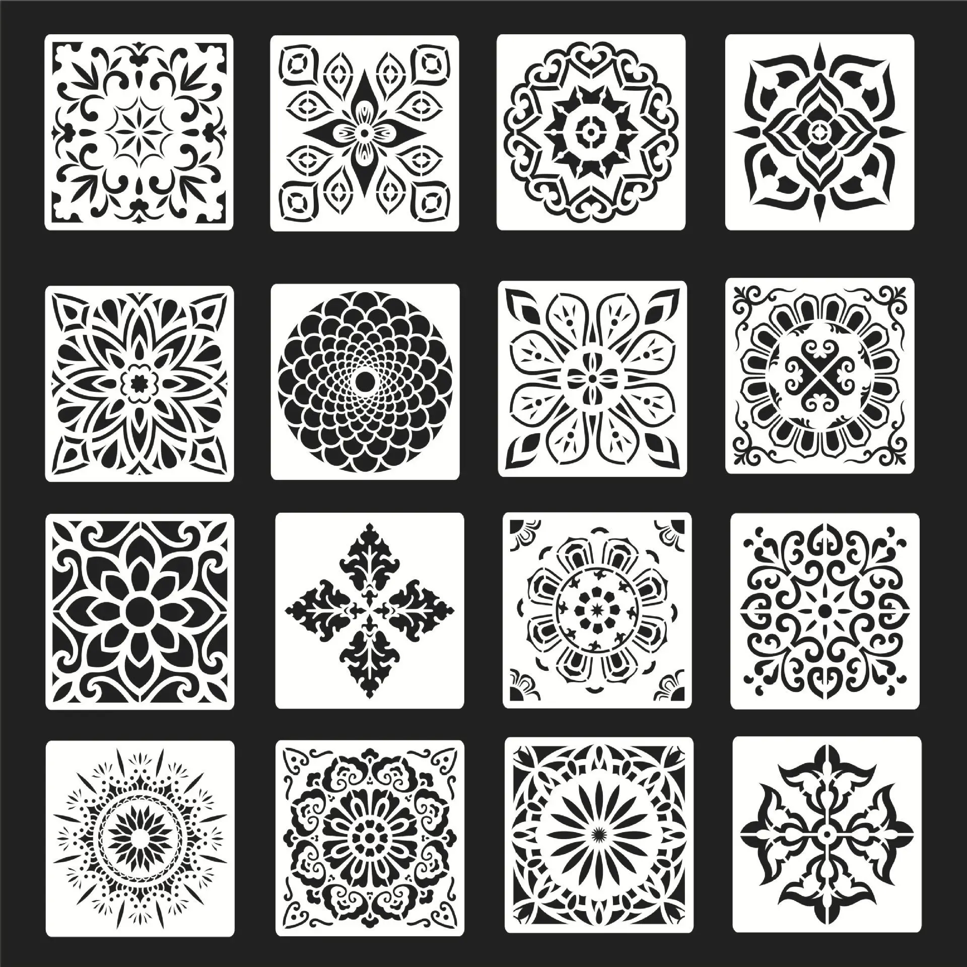 

16Pcs/Set 15*15cm Mandala Geometry DIY Layering Stencils Wall Painting Scrapbook Coloring Embossing Album Decorative Template