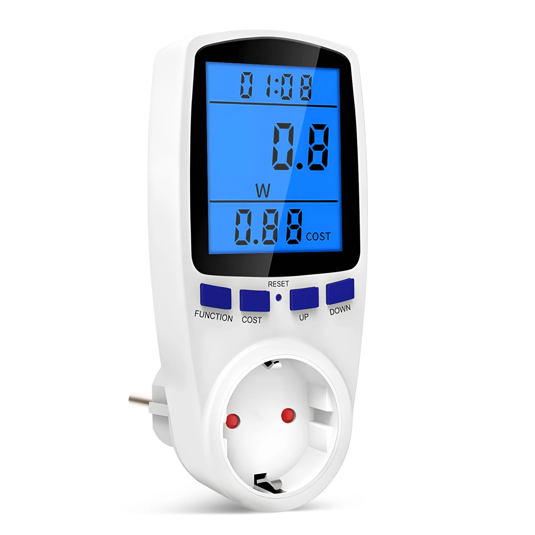 

Socket Digital Wattmeter Power Consumption Watt Energy Meter KWh AC 230V Electricity with Backlights EU Plug