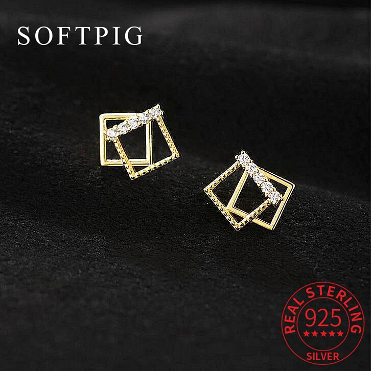 

Женские серьги-гвоздики из серебра 925 пробы с цирконом