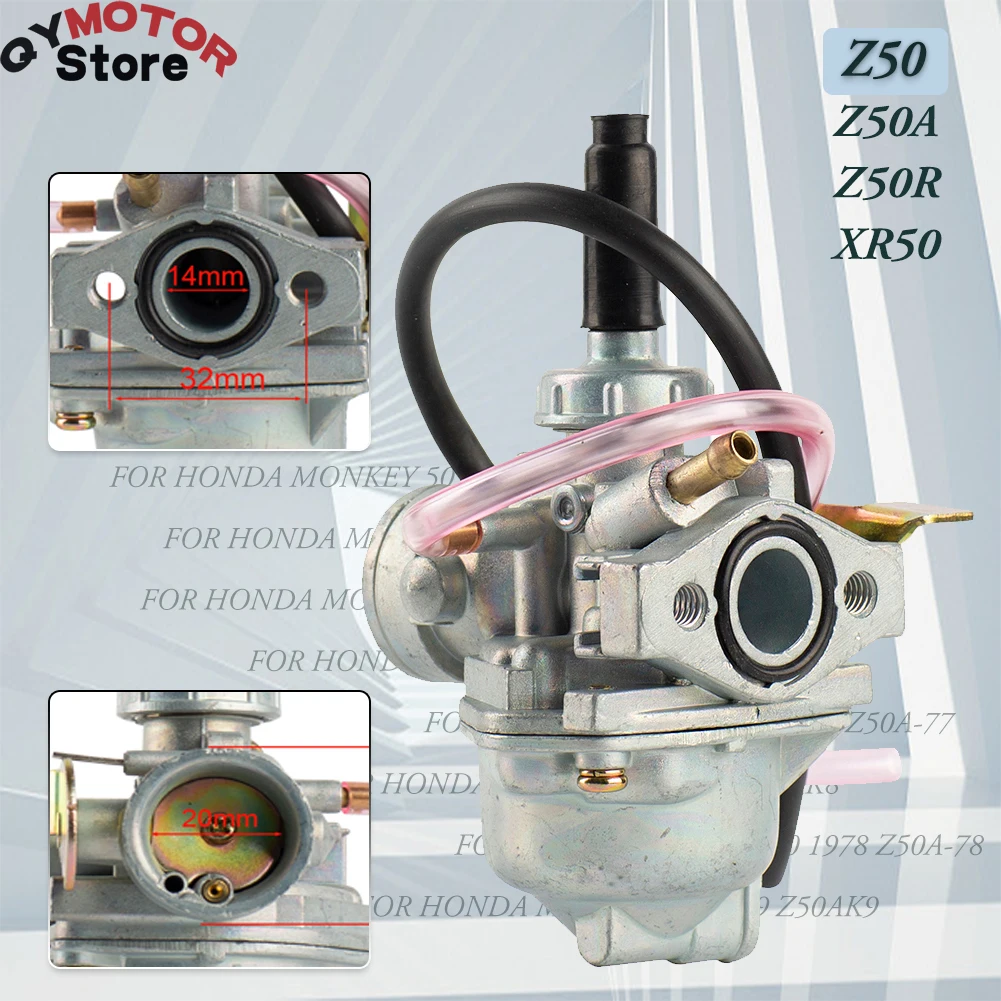 Карбюратор для мотоцикла PZ14Q, 14 мм карбюратор для Honda Mini Trail Z50, Z50A, Z50R, Z50RS, Z50M, Z50J, ZB50, XR50, CRF50, аксессуары для кроссовых велосипедов Карбюратор для мотоцикла PZ14Q, 14 мм карбюратор для Honda Mini Trail Z50, Z50A, Z50R, Z50RS, Z50M, Z50J, ZB50, XR50, CRF50, аксессуары для кроссовых велосипедов