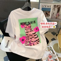 2022 summer new casual women t shirt streetwear fashion tee blusas with short sleeves cartoon tiger cotton blouses ropa mujer