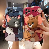 cartoon cat mouse tom and jerry phone cases for iphone 13 12 11 pro max mini xr xs max 8 x 7 se2 back bracket cover