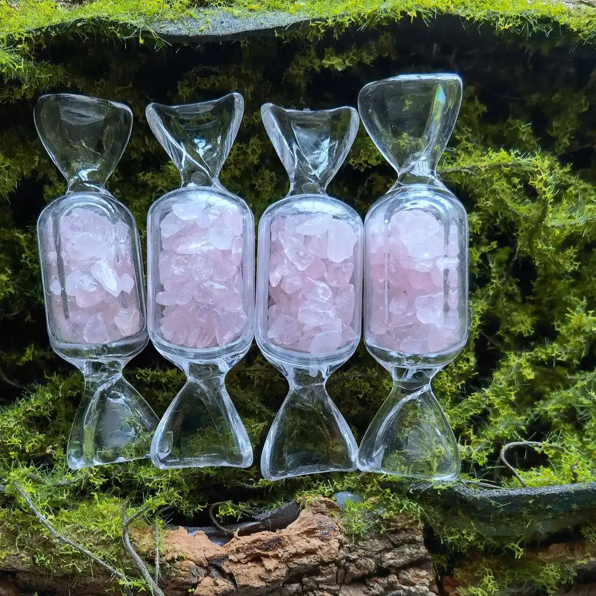 

GreenJoan Rose Quartz Healing Charka Crystal Candy Figurine for Home Office Decor Christmas Halloween Gemstone Pendant Ornament