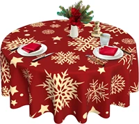 snowflake tablecloth christmas holiday round table cloth 60 inch washable red table covers for home parties holiday dinner decor