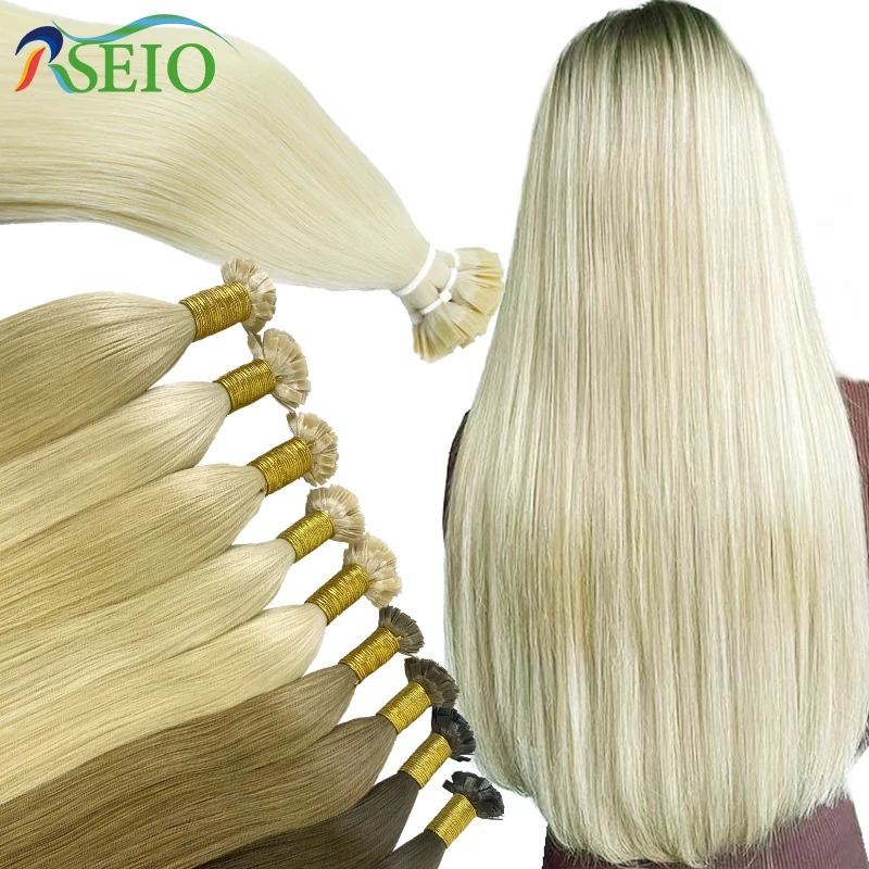 Высококачественные накладные волосы RSEIO с плоскими кончиками натуральные