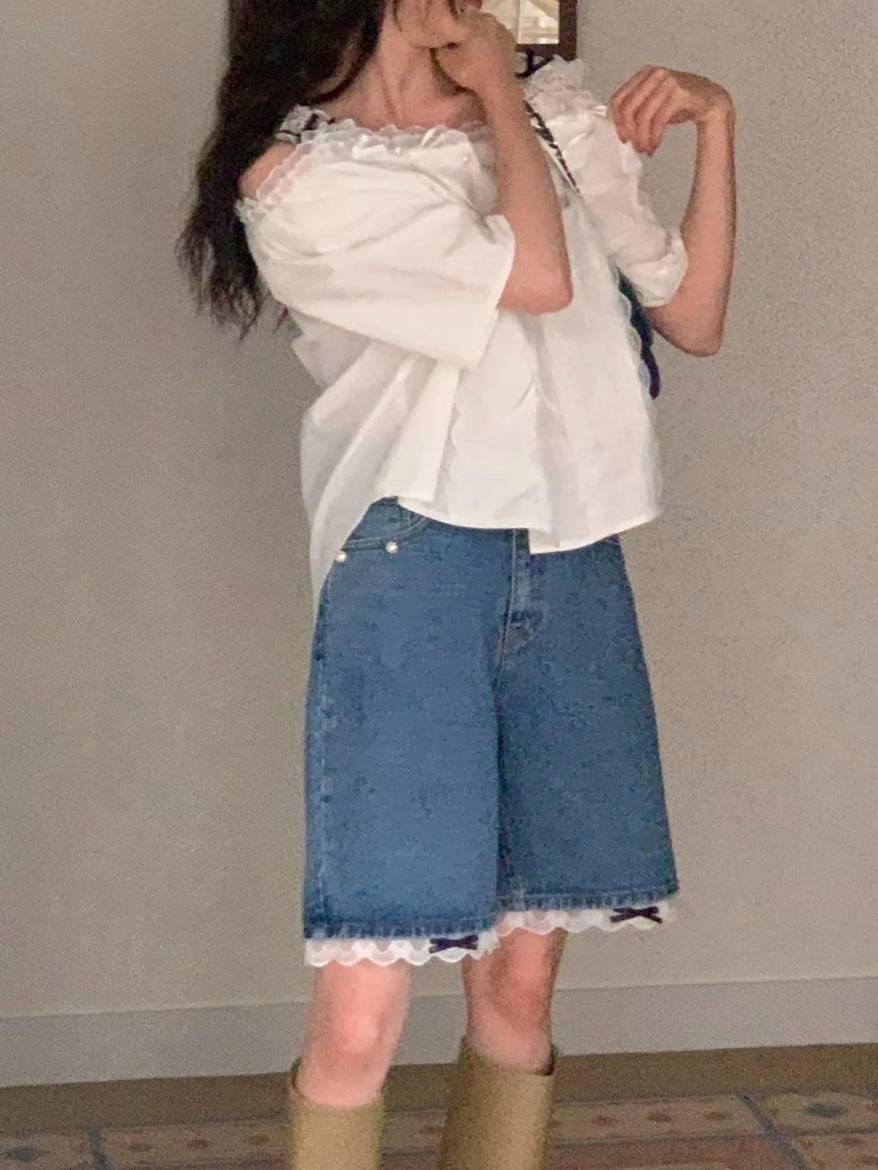 ZHISILAO новые кружевные лоскутные джинсы до колен женские летние винтажные прямые