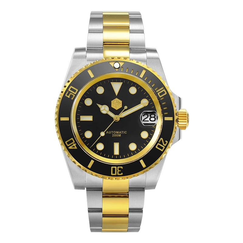 

Between gold black water ghost diving table automatic mechanical waterproof watch male SN017 luminous