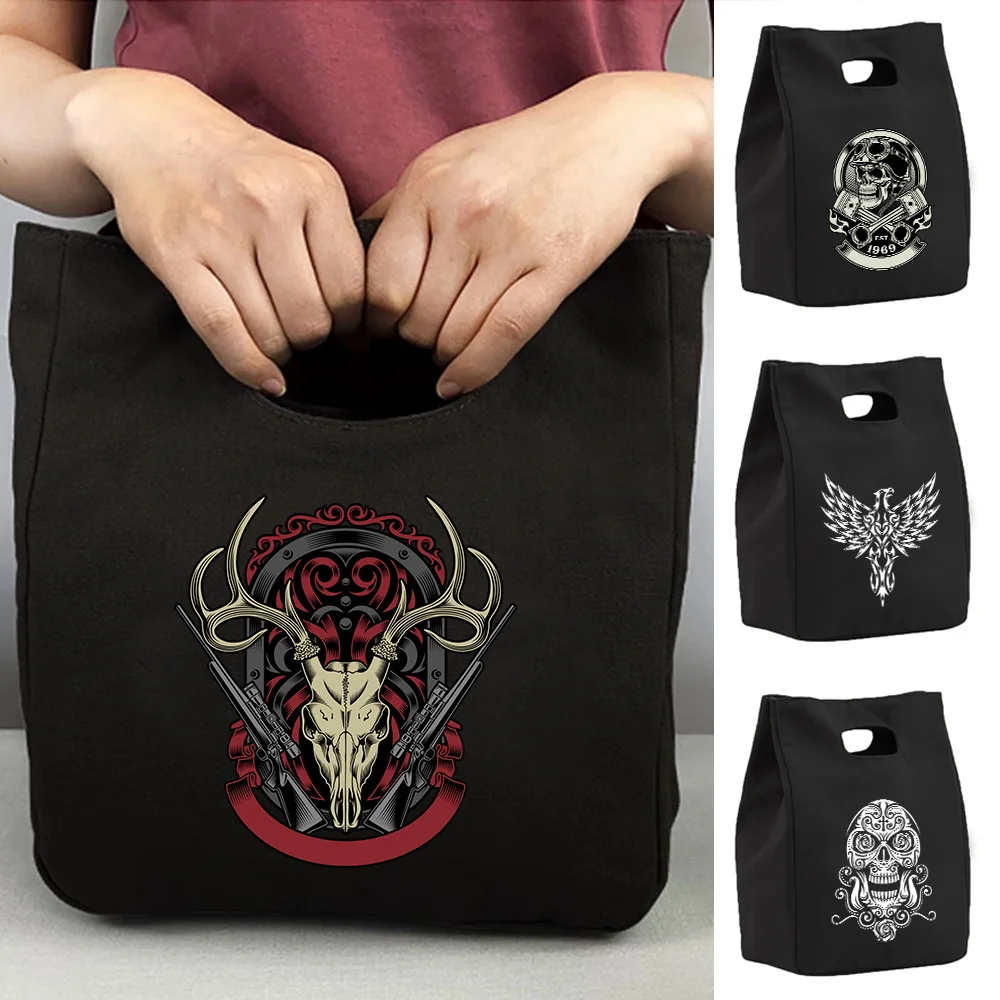 Lunch Box Ice Pack Picnic Food Tote Skull Pattern