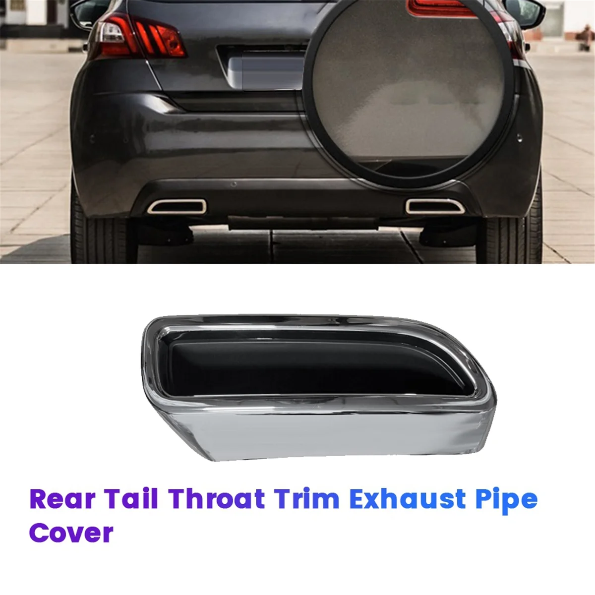 1Pair Car Tail Throat Exhaust Pipe Cover Trim 9811520280 9811520080 for Peugeot 308S 2015-2020 Rear Bumper Bracket