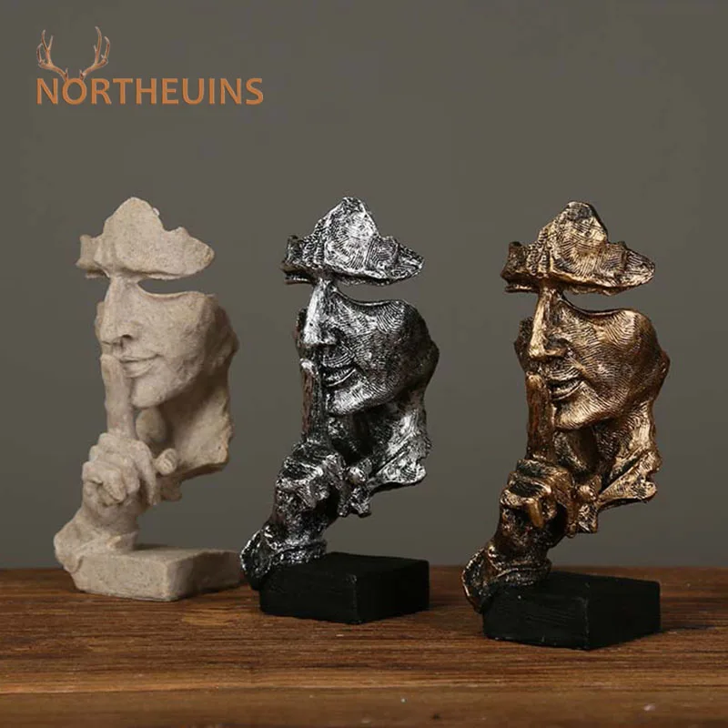 NORTHEUINS полимерные бесшумные статуи 16 см, скульптура для офиса, кабинета, гостиной, художественная маска, аксессуары для украшения, предметы, модель персонажа