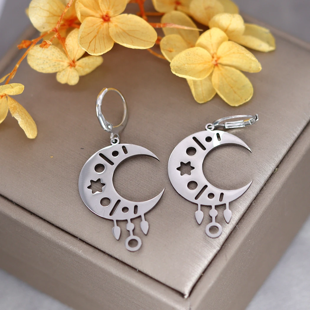 Модные серьги-кольца в виде полумесяца из нержавеющей стали для женщин