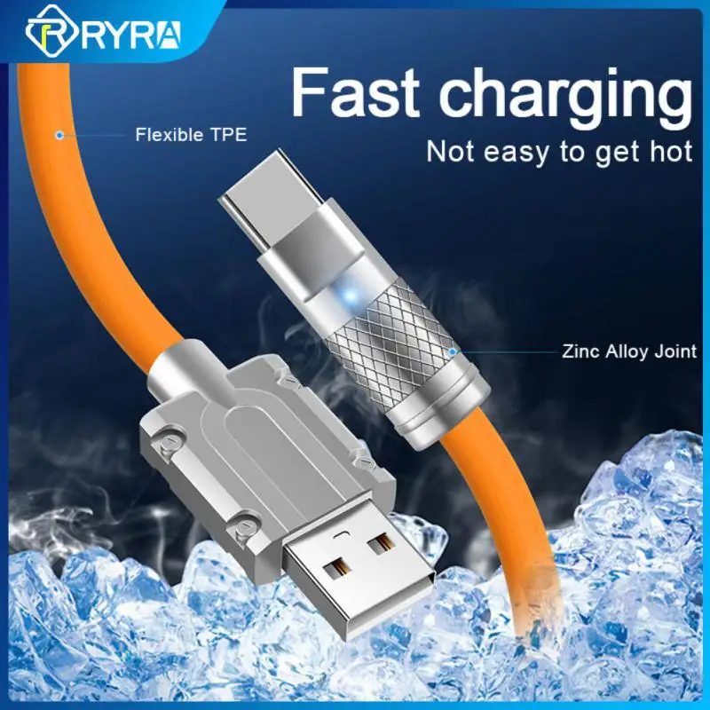 

RYRA Type-C 6A 120W Fast Charger Cable Liquid Silicone Data Cable For Xiaomi Huawei IphoneUSB Quick Charge Bold Data Line 1m