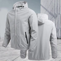 new autumn men jacket solid color hooded loose long sleeve zipper hood outerwear streetwear