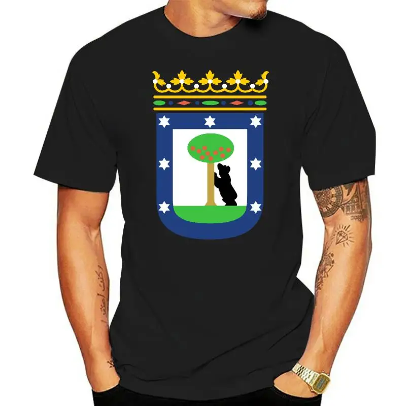 

Очень популярная Стильная мужская футболка, облегающая хлопковая Высококачественная Футболка с принтом герба Мадрида и Испании