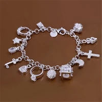 high quality 925 silver fashion thirteen pendant bracelet zircon bracelet ladies party charm jewelry gift