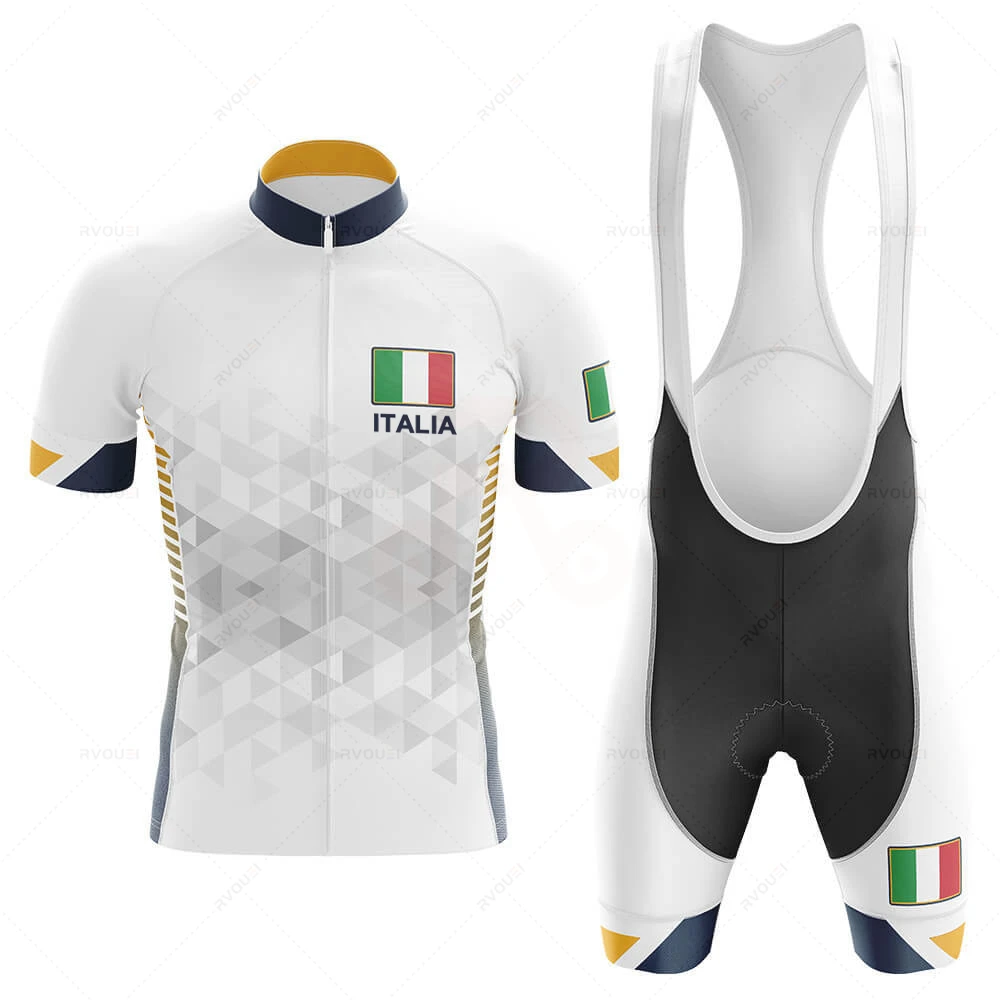 

New Italy Men Summer Cycling Clothing Breathable Clothes Kit Short Sleeve Bib Shorts MTB Ropa Ciclismo Maillot Wear Bicycle Suit