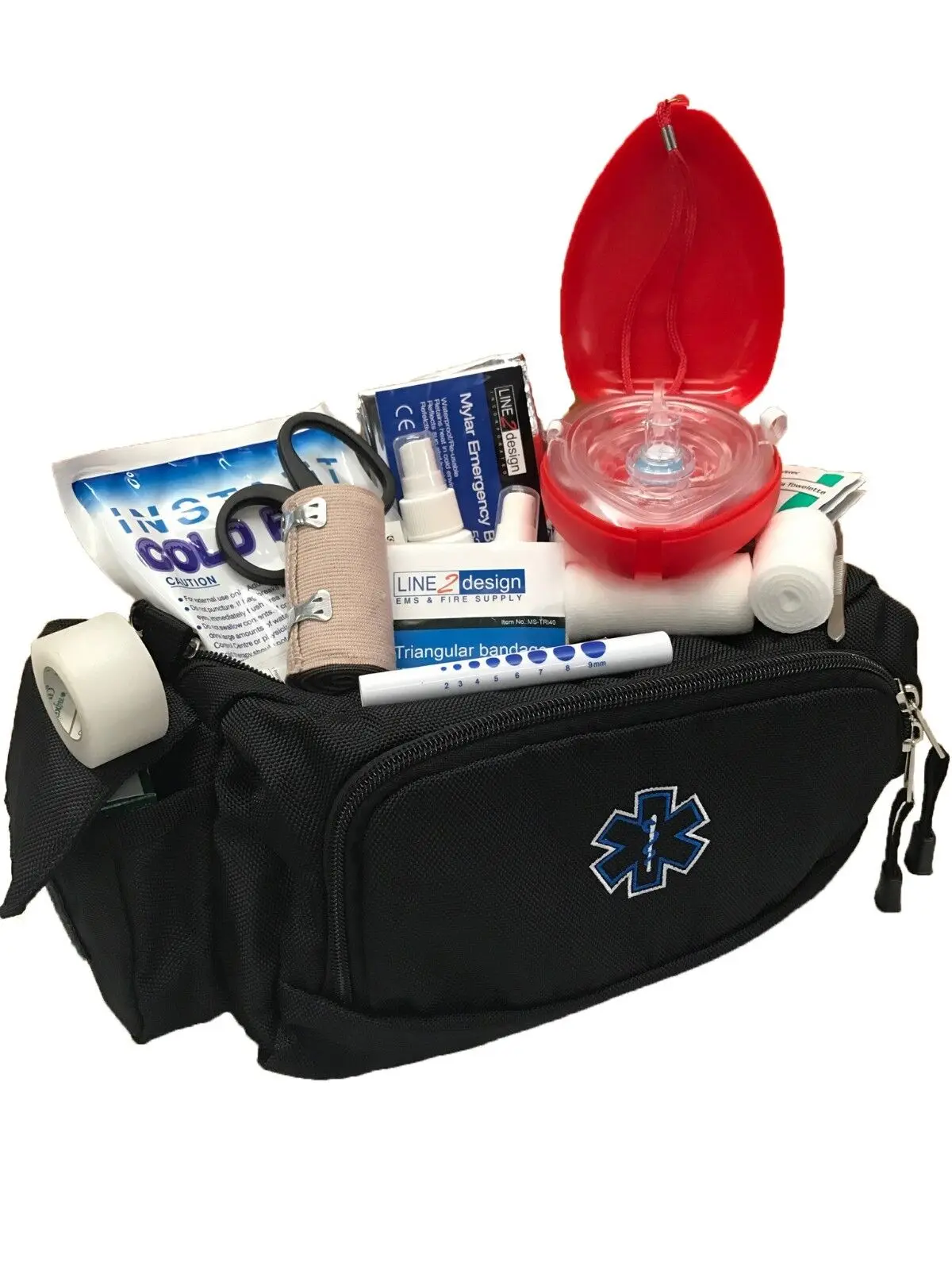 Пустая поясная сумка для оказания первой помощи черная