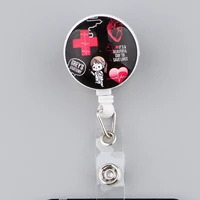 yq1191 doctor nurse retractable badge reel clip keychain reel strap for id card badge name tag cartoon badge reel clip holder