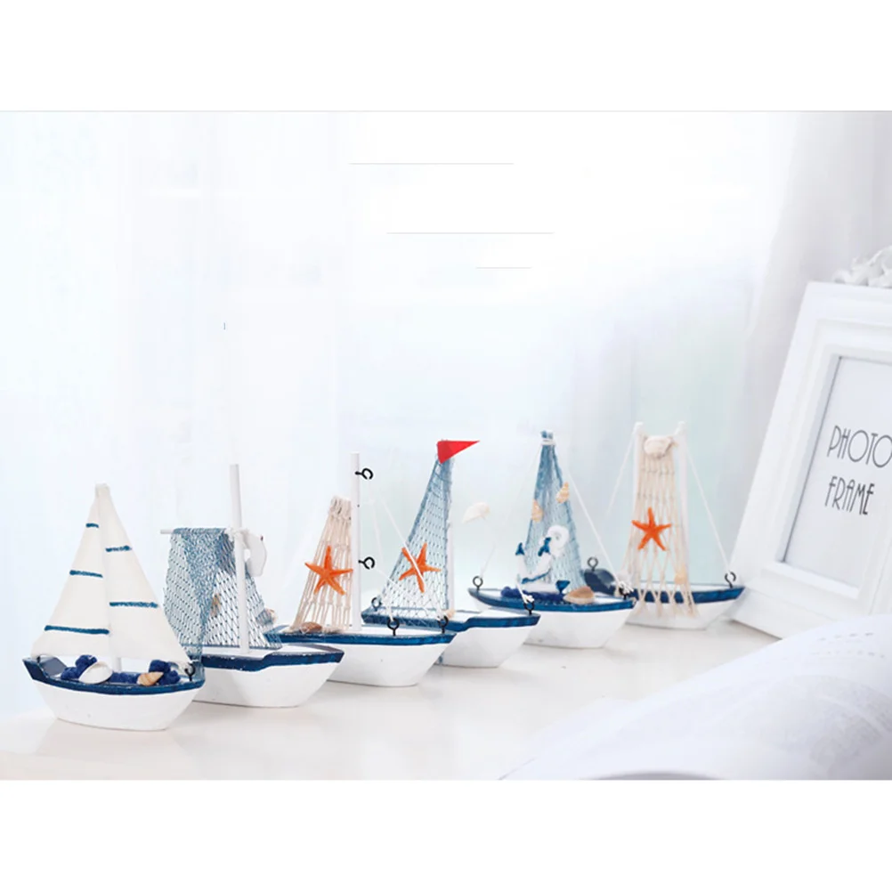 

1PC Sailboat Decoration Sailboat Model Creative Mediterranean Style Table Stuff Home Decor Car Ornament
