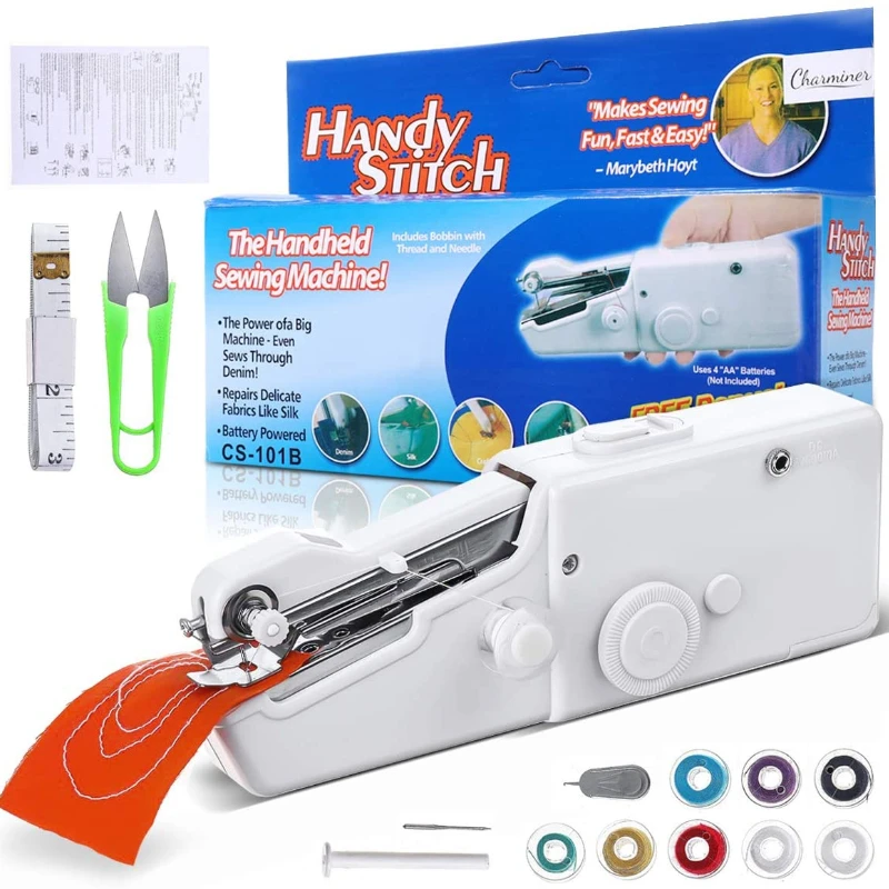 

Portable Mini Sewing Desk Quick Handy Stitch Sew Needlework Cordless Clothes Fabrics Household Electric Hand Sewing Machine