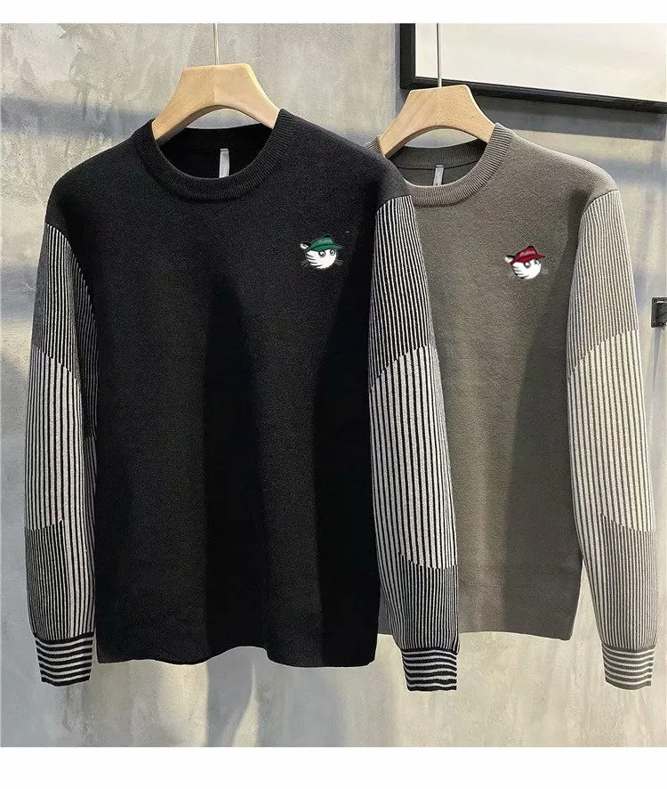 2023 Spring And Autumn Men's Golf Clothing Fashion Stitching Shirt Sweater Golf Knitted Top Golf Clothing Sports Golf Shirt