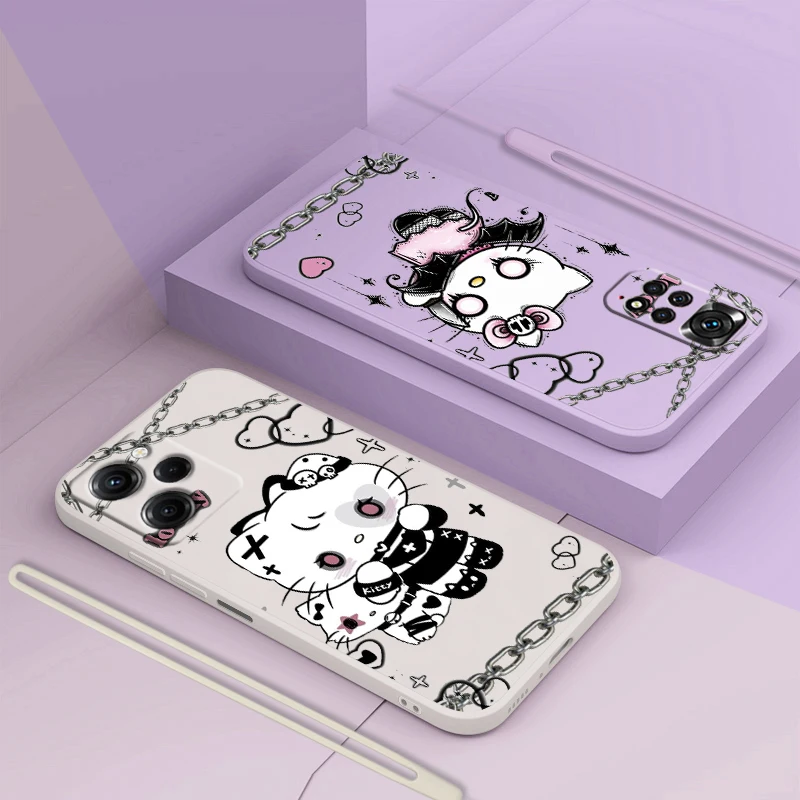

Cartoon Cute Hellokitty For Xiaomi Redmi Note 12 11 11T 10 10S 9 9S 9T 8 8T 7 Pro Plus Speed Liquid Rope Soft Phone Case Fundas