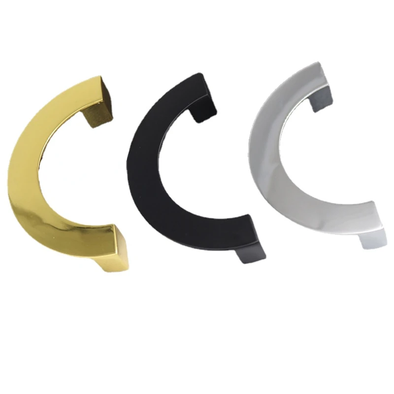 

Half Round Wardrobe Cabinet Door Handle Zinc Alloy Black Gold Cabinet Handle
