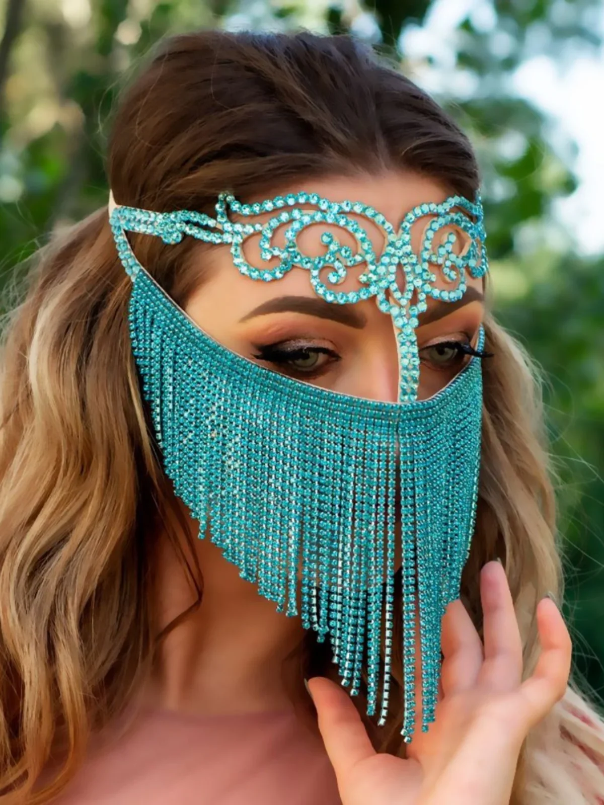 Роскошная европейская и американская маска фэн-шуй с бриллиантами бахромой