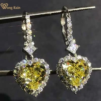 wong rain 925 sterling silver 2ct vvs 3ex heart cut created moissanite gemstone fine jewelry drop dangle earrings for women gift