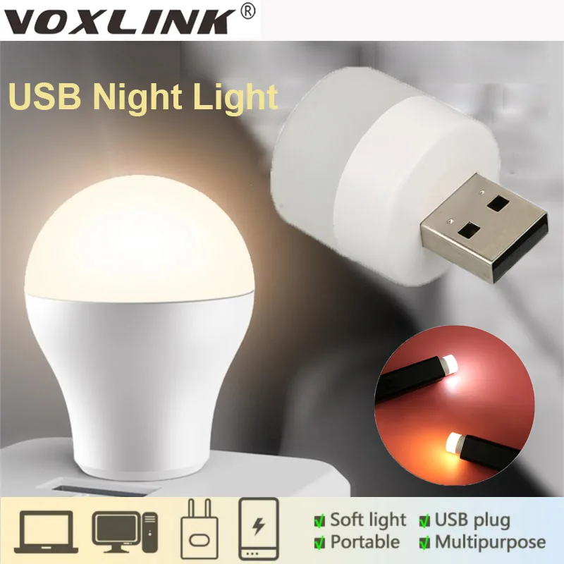  Мини-USB Светодиодная лампа VOXLINK для спальни, декоративная лампа с USB-разъемом, лампы для книг, светодиодные лампы с защитой глаз для чтен…