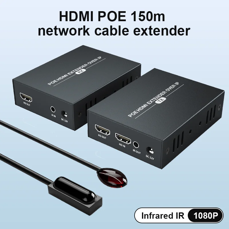 ИК POE 150 м HDMI IP-удлинитель через сеть Ethernet RJ45 Cat6/7 кабель через переключатель 1 передатчик на Multi приемник протокол TCP/IP