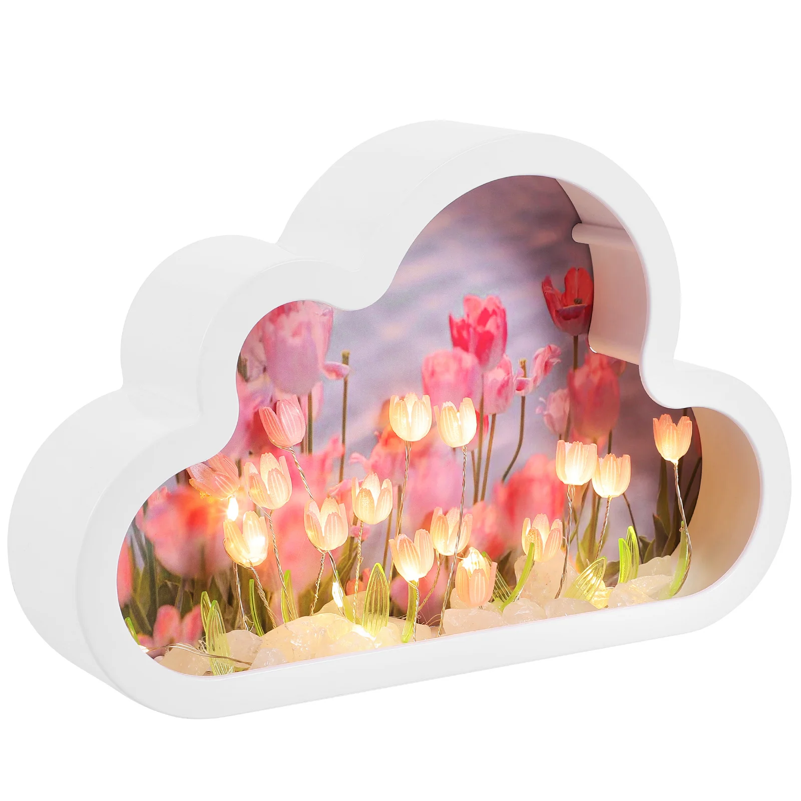 

DIY Tulip Night Lamp Mirror Light Cloud Aesthetic Lamps Bedroom Forever Tulips Turn Lights Handmade