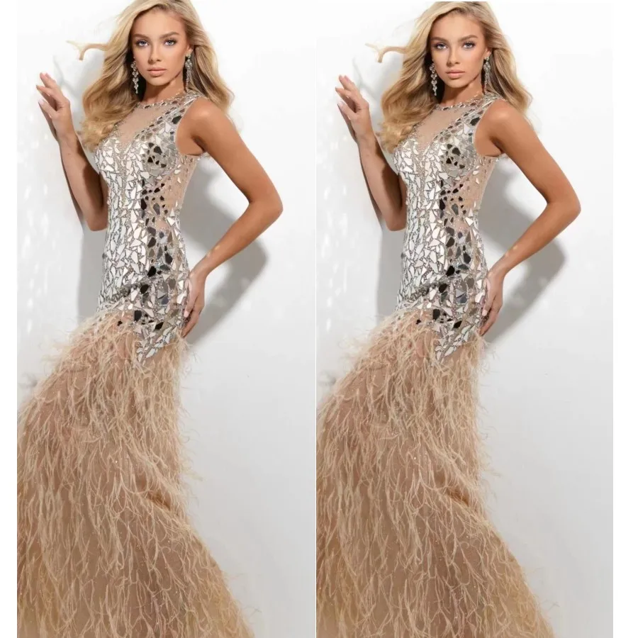 

Luxury Mermaid Feathers Blue Evening Dresses for Women Long Formal Wedding Guest Prom Party Gowns